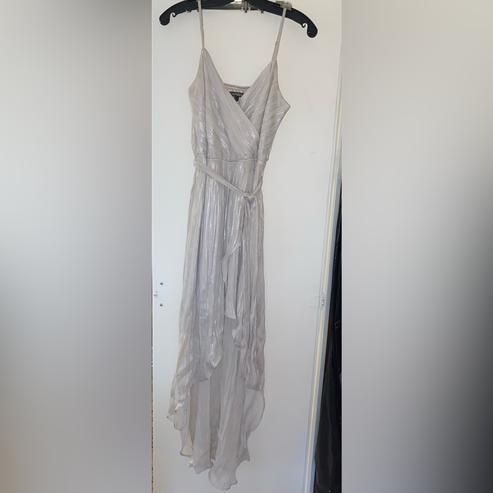 EXPRESS Hi-Low Champagne Grecian Wrap Style Dress